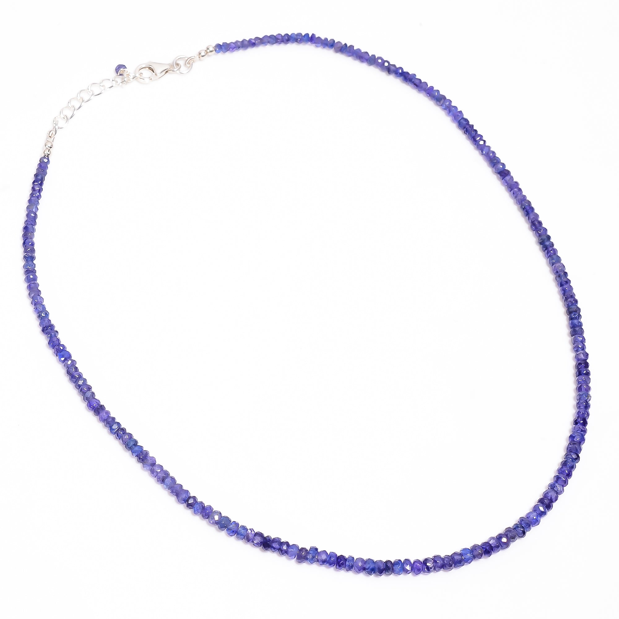 Tanzanite Natural Gemstone Rondelle Shape Faceted Necklace 17-19" Beads 3X3 4X4 mm, 60 Ct. YN-404