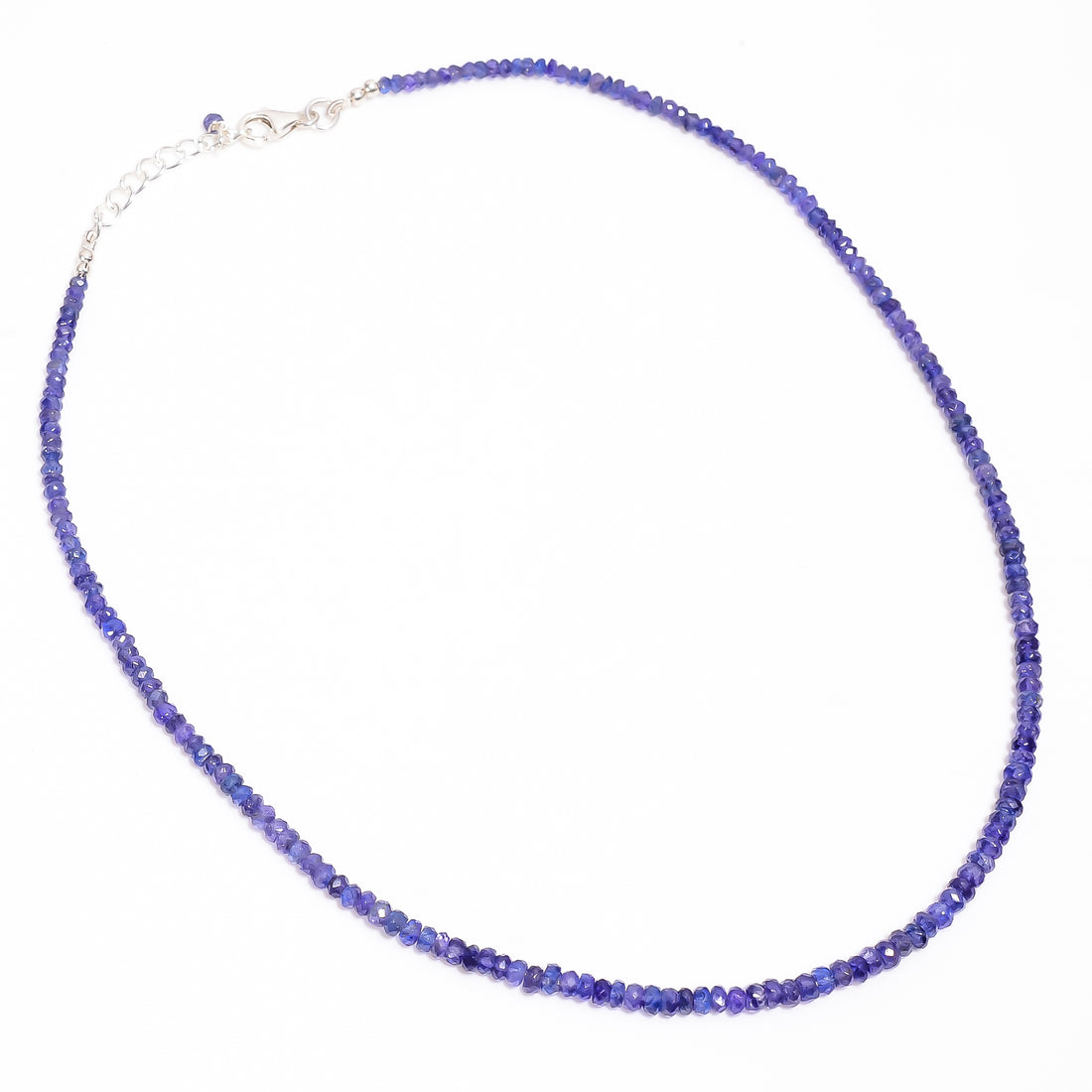 Tanzanite Natural Gemstone Rondelle Shape Faceted Necklace 17-19" Beads 3X3 4X4 mm, 60 Ct. YN-404