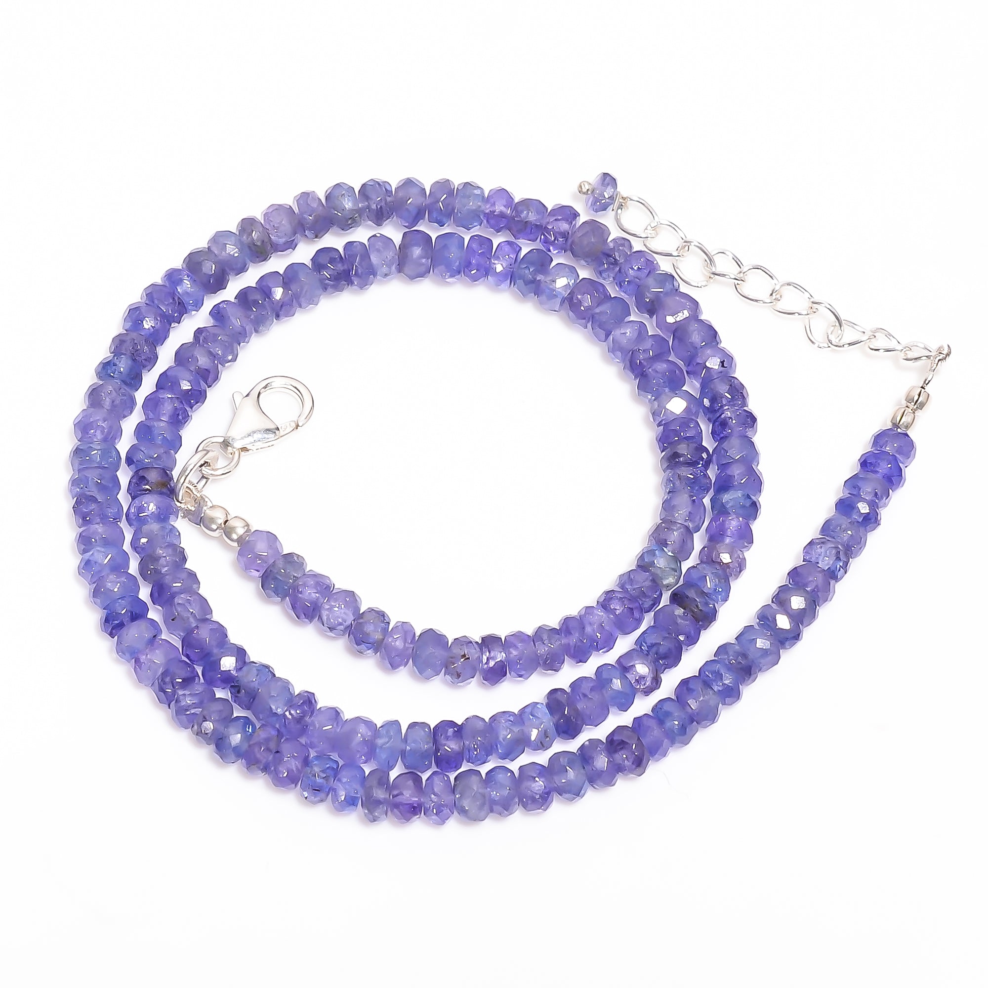 Tanzanite Natural Gemstone Rondelle Shape Faceted Necklace 17-19" Beads 4X4 5X5 mm, 98.5 Ct. YN-405
