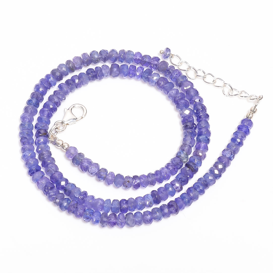 Tanzanite Natural Gemstone Rondelle Shape Faceted Necklace 17-19" Beads 4X4 5X5 mm, 98.5 Ct. YN-405