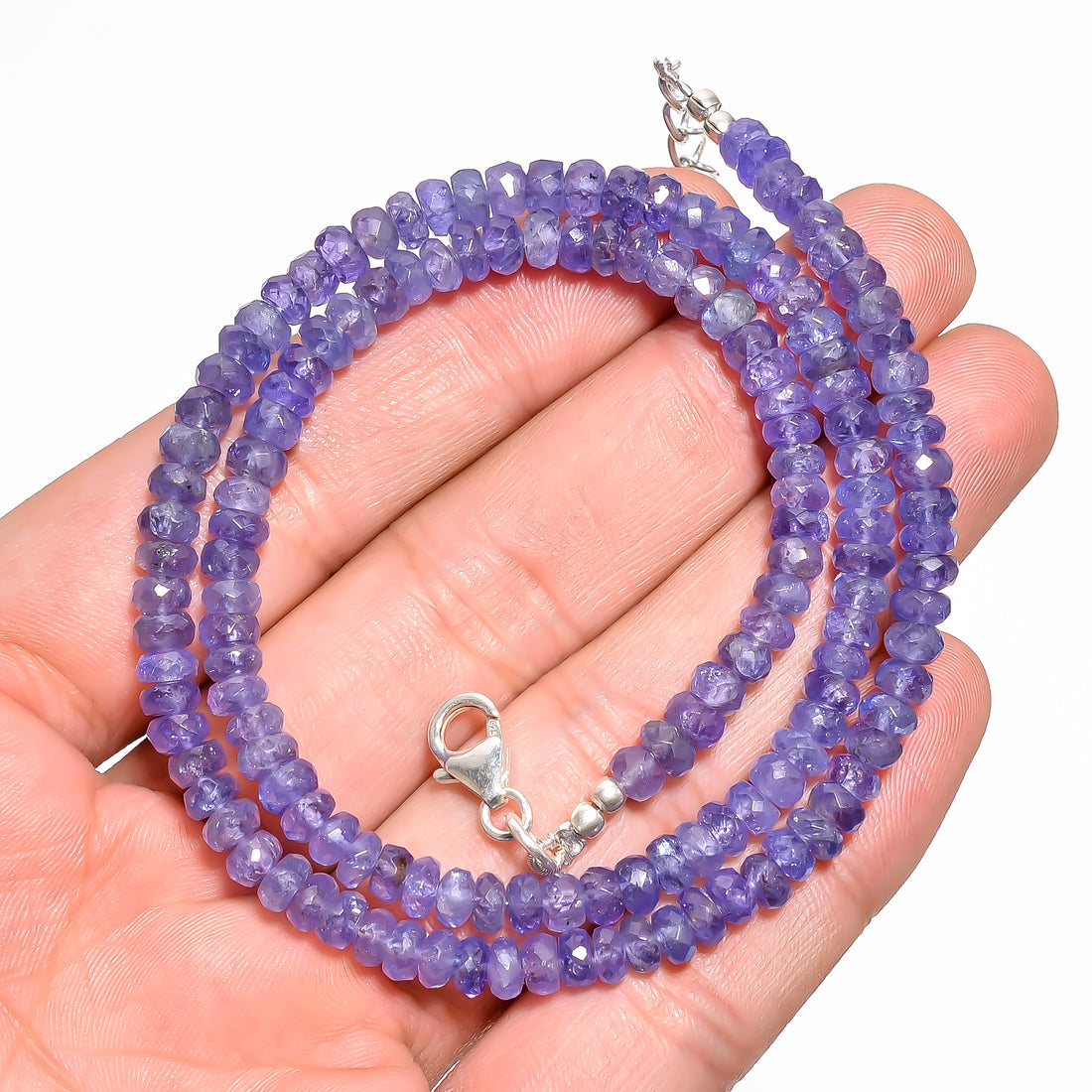 Tanzanite Natural Gemstone Rondelle Shape Faceted Necklace 17-19" Beads 4X4 5X5 mm, 98.5 Ct. YN-405