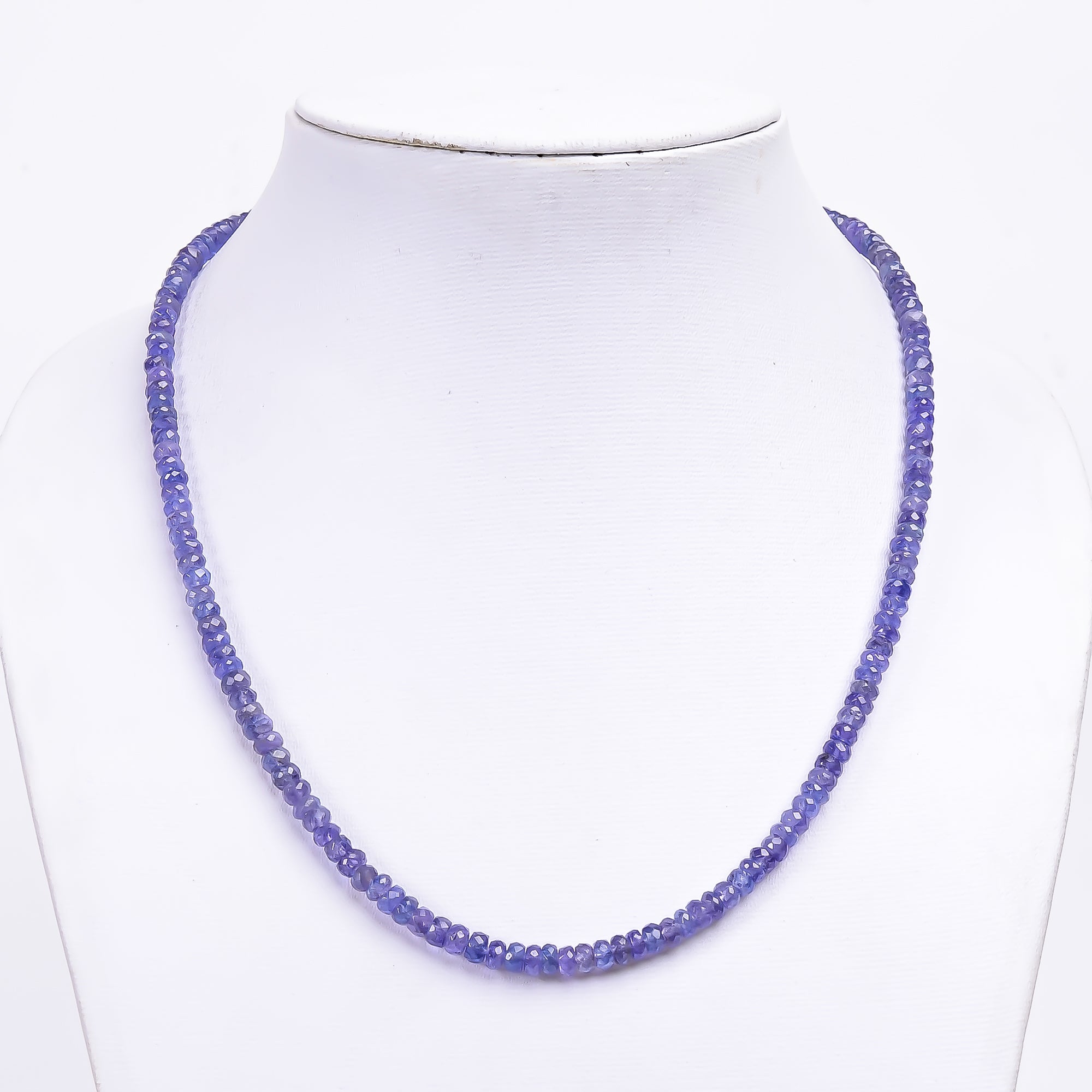 Tanzanite Natural Gemstone Rondelle Shape Faceted Necklace 17-19" Beads 4X4 5X5 mm, 98.5 Ct. YN-405