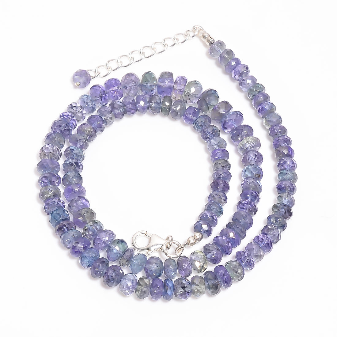 Tanzanite Natural Gemstone Rondelle Shape Faceted Necklace 17-19" Beads 5X5 7X7 mm, 157.5 Ct. YN-406