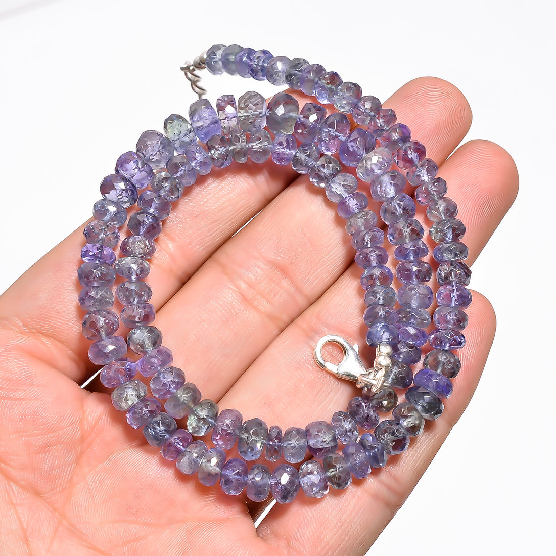 Tanzanite Natural Gemstone Rondelle Shape Faceted Necklace 17-19" Beads 5X5 7X7 mm, 157.5 Ct. YN-406