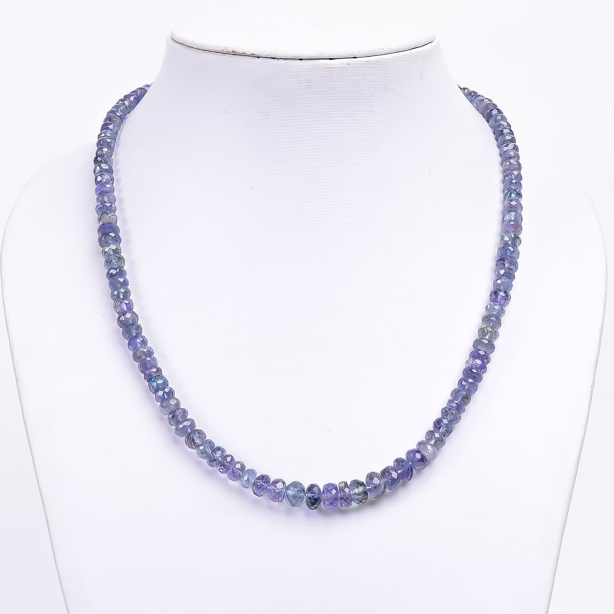 Tanzanite Natural Gemstone Rondelle Shape Faceted Necklace 17-19" Beads 5X5 7X7 mm, 157.5 Ct. YN-406
