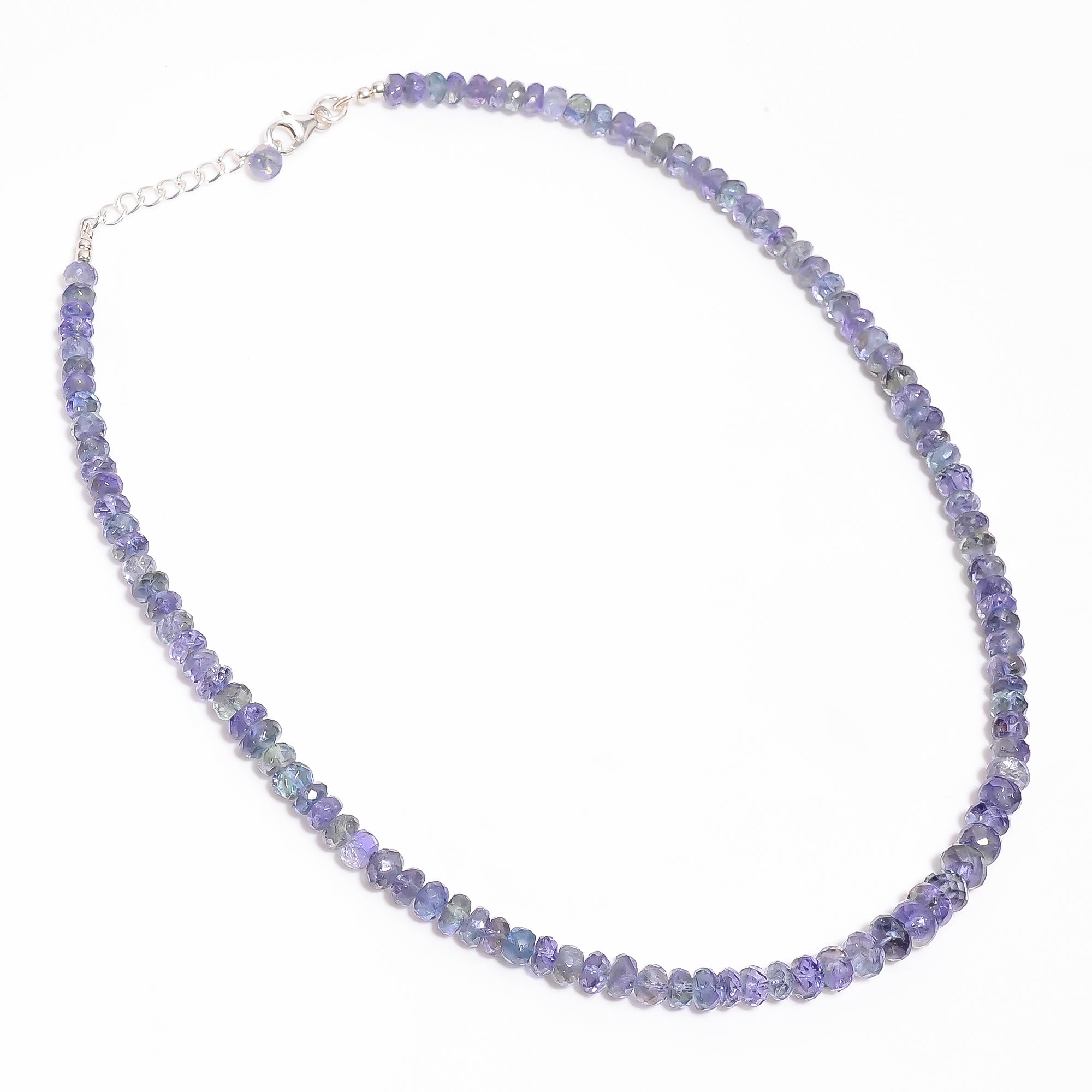 Tanzanite Natural Gemstone Rondelle Shape Faceted Necklace 17-19" Beads 5X5 7X7 mm, 157.5 Ct. YN-406