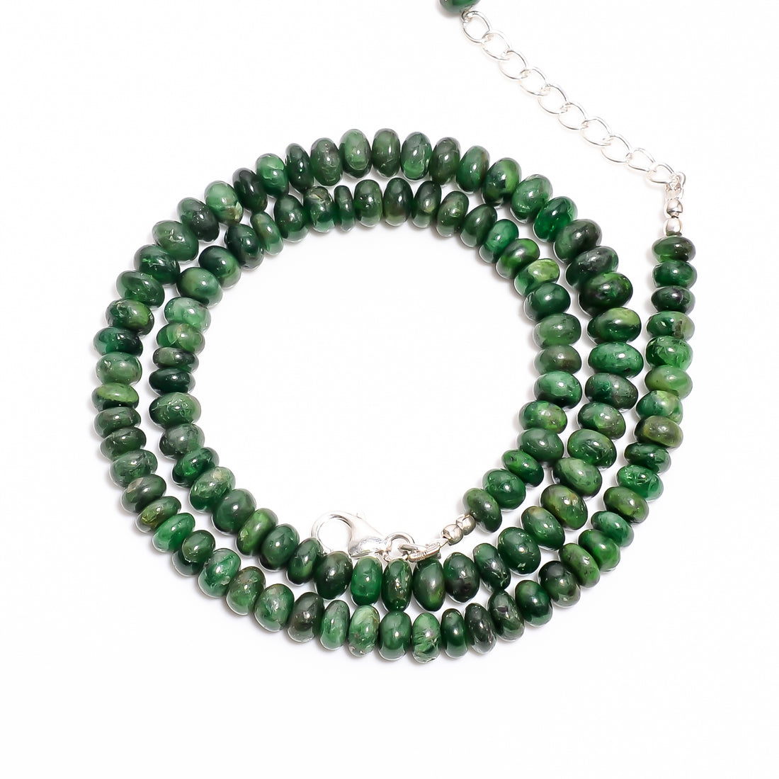 Tsavorite Natural Gemstone Rondelle Shape Smooth Necklace 17-19" Beads 5X5 7X7 mm, 168 Ct. YN-409
