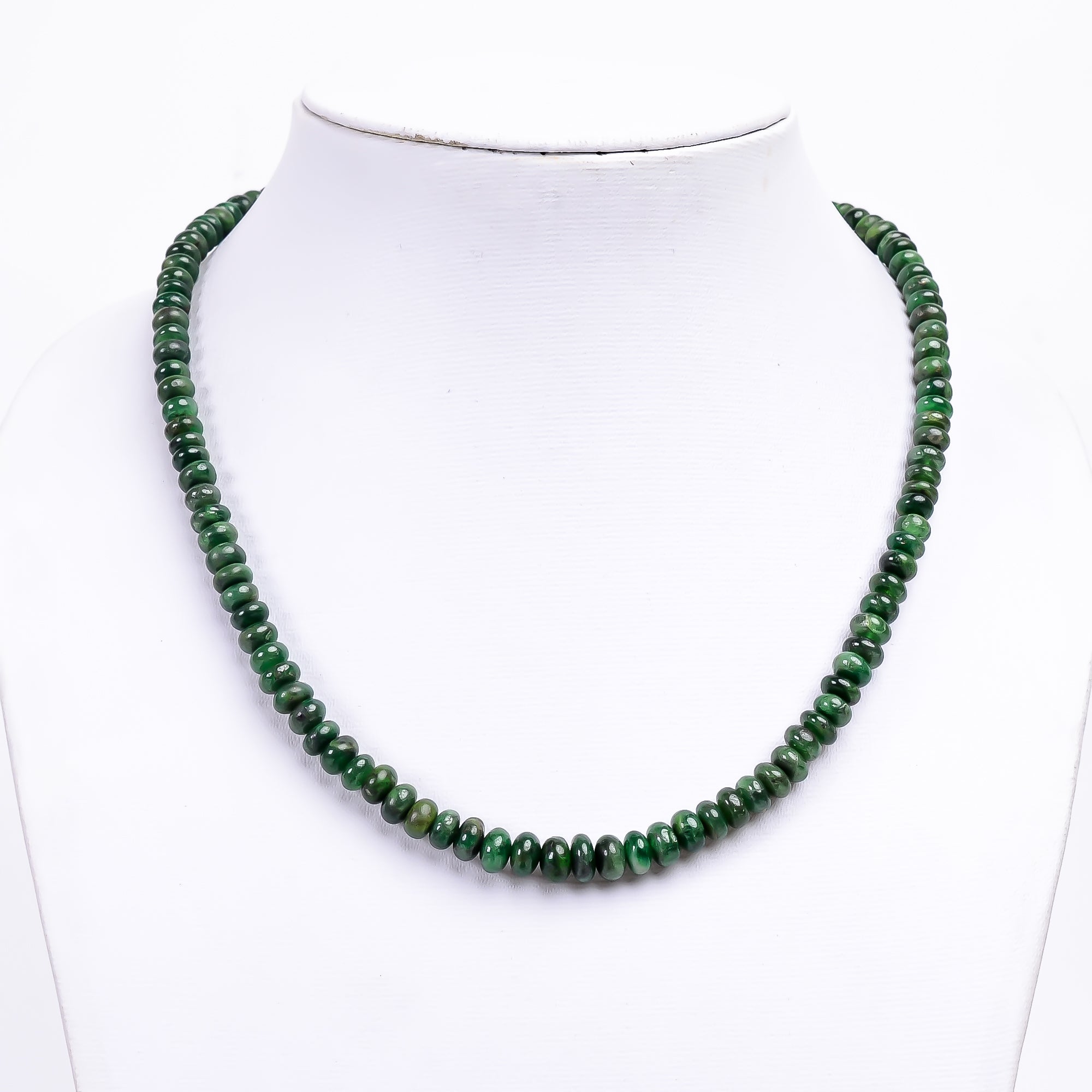 Tsavorite Natural Gemstone Rondelle Shape Smooth Necklace 17-19" Beads 5X5 7X7 mm, 168 Ct. YN-409
