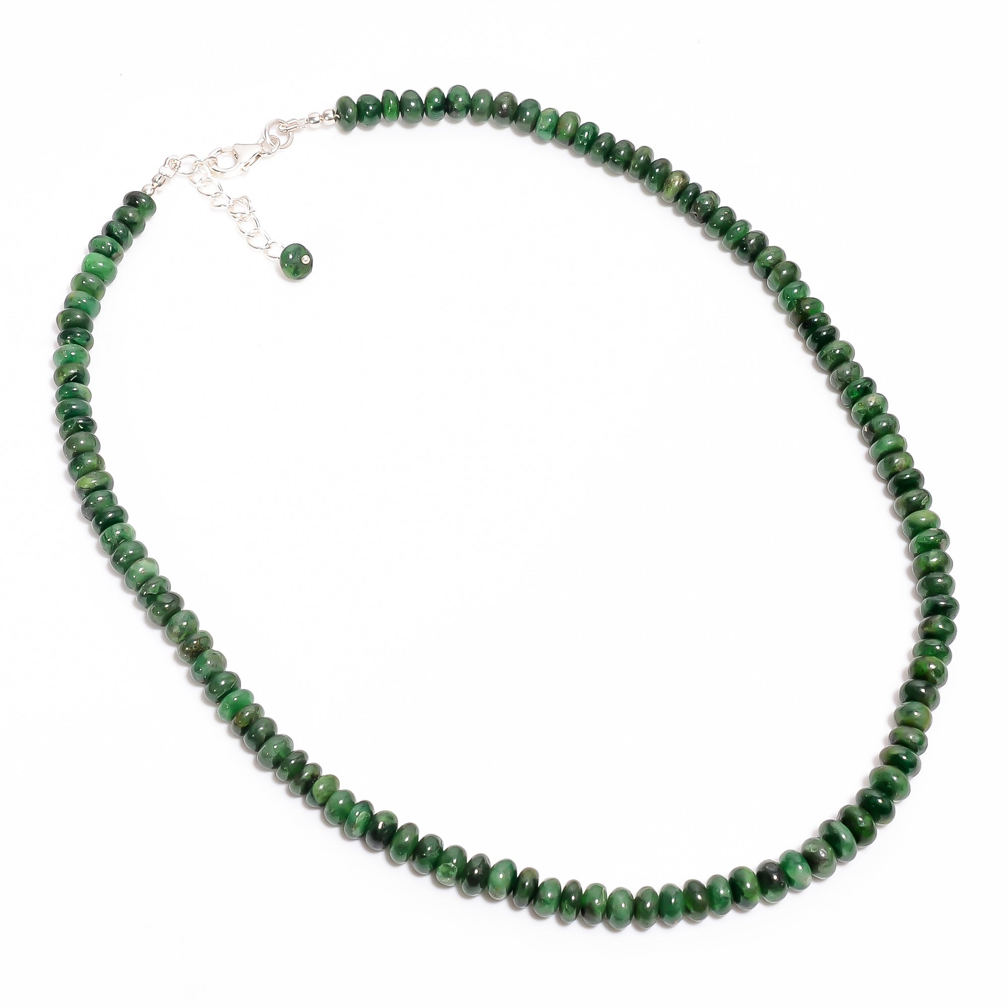 Tsavorite Natural Gemstone Rondelle Shape Smooth Necklace 17-19" Beads 5X5 7X7 mm, 168 Ct. YN-409