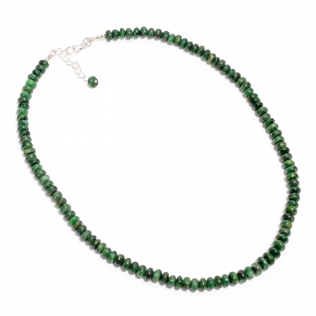 Tsavorite Natural Gemstone Rondelle Shape Smooth Necklace 17-19" Beads 5X5 7X7 mm, 168 Ct. YN-409