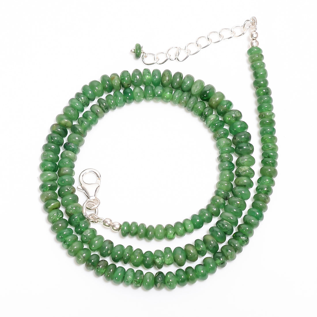Tsavorite Natural Gemstone Rondelle Shape Smooth Necklace 17-19" Beads 4X4 5X5 mm, 112.5 Ct. YN-411