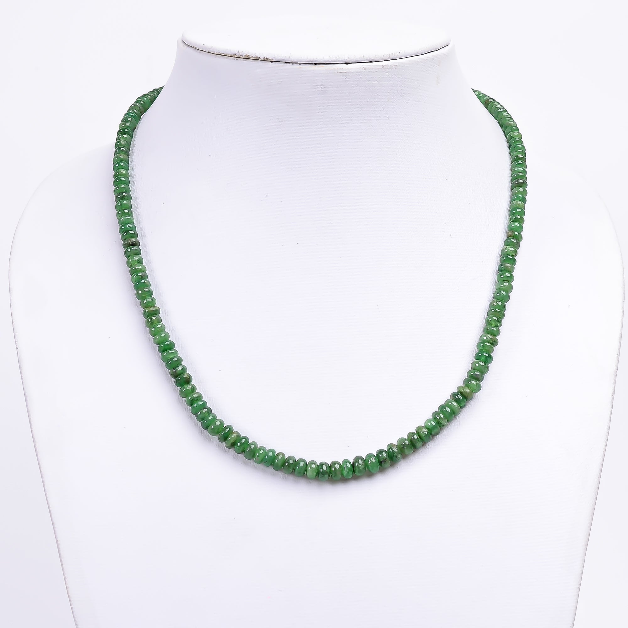 Tsavorite Natural Gemstone Rondelle Shape Smooth Necklace 17-19" Beads 4X4 5X5 mm, 112.5 Ct. YN-411
