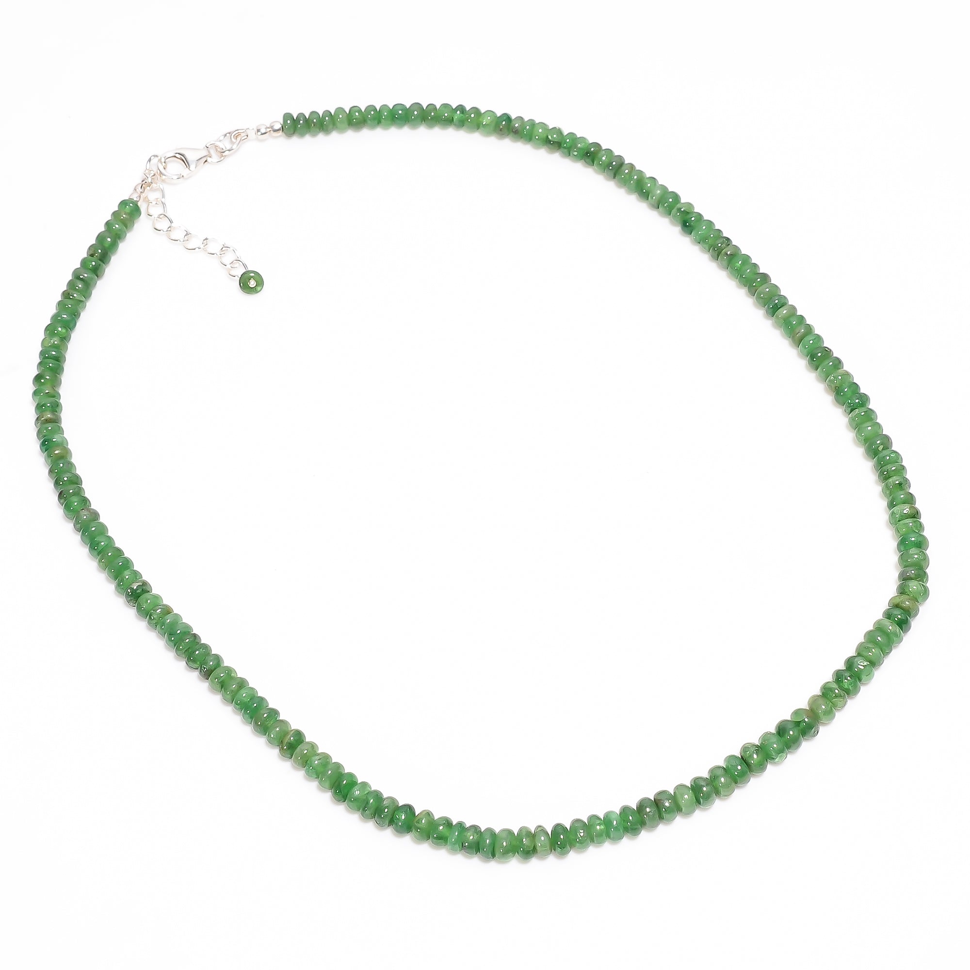 Tsavorite Natural Gemstone Rondelle Shape Smooth Necklace 17-19" Beads 4X4 5X5 mm, 112.5 Ct. YN-411