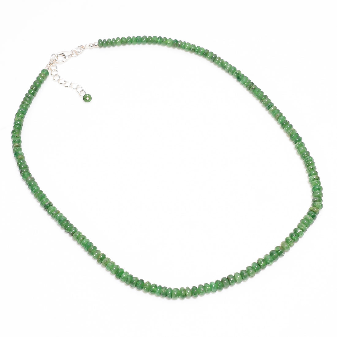 Tsavorite Natural Gemstone Rondelle Shape Smooth Necklace 17-19" Beads 4X4 5X5 mm, 112.5 Ct. YN-411