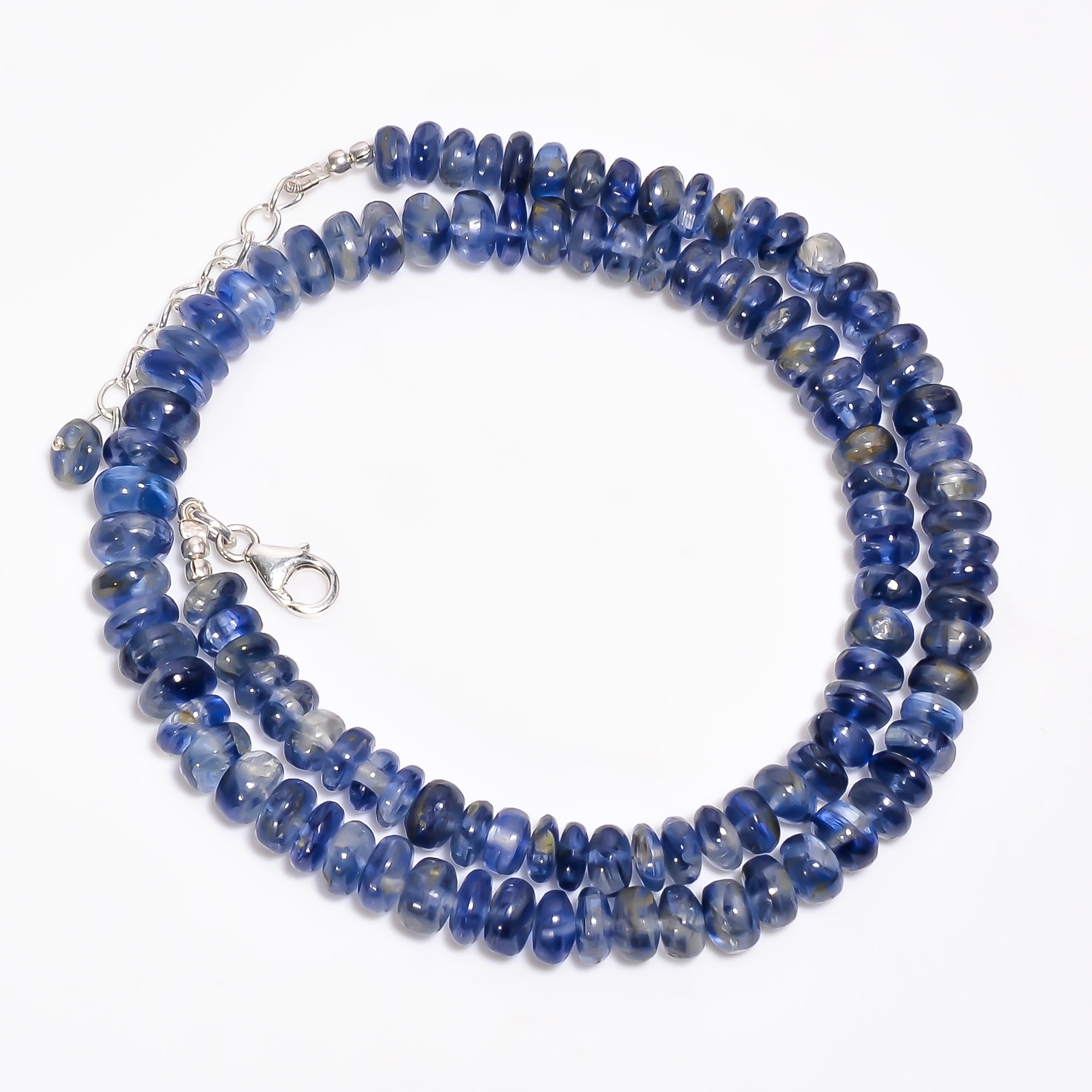 Kyanite Natural Gemstone Rondelle Shape Smooth Necklace 17-19" Beads 6X6 8X8 mm, 227 Ct. YN-415