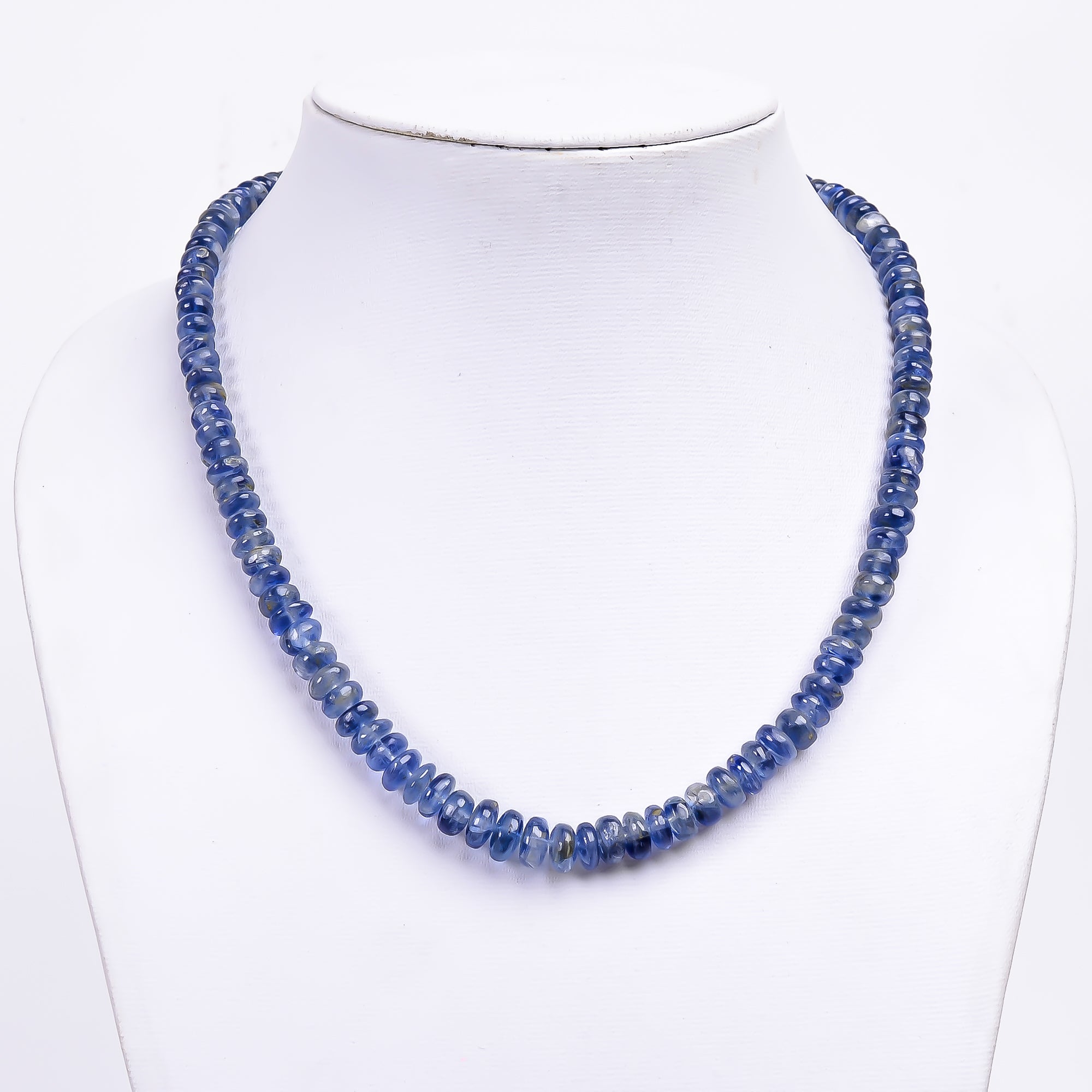 Kyanite Natural Gemstone Rondelle Shape Smooth Necklace 17-19" Beads 6X6 8X8 mm, 227 Ct. YN-415