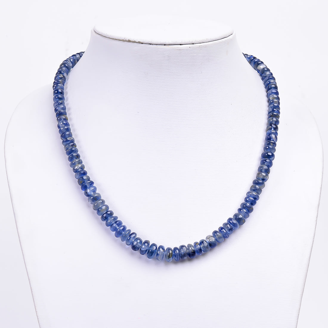 Kyanite Natural Gemstone Rondelle Shape Smooth Necklace 17-19" Beads 6X6 8X8 mm, 227 Ct. YN-415