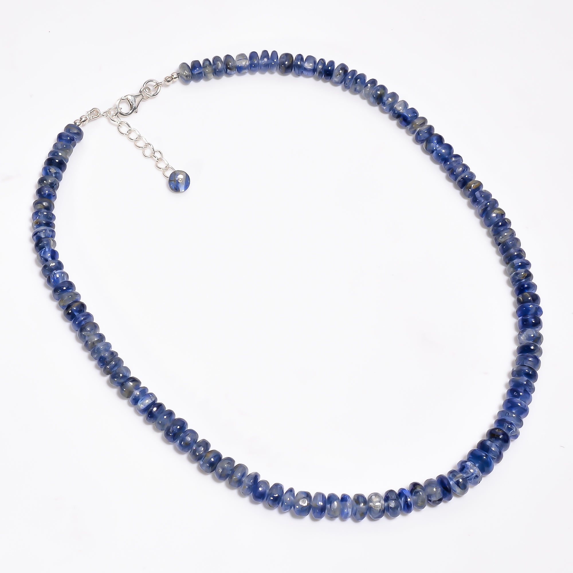 Kyanite Natural Gemstone Rondelle Shape Smooth Necklace 17-19" Beads 6X6 8X8 mm, 227 Ct. YN-415