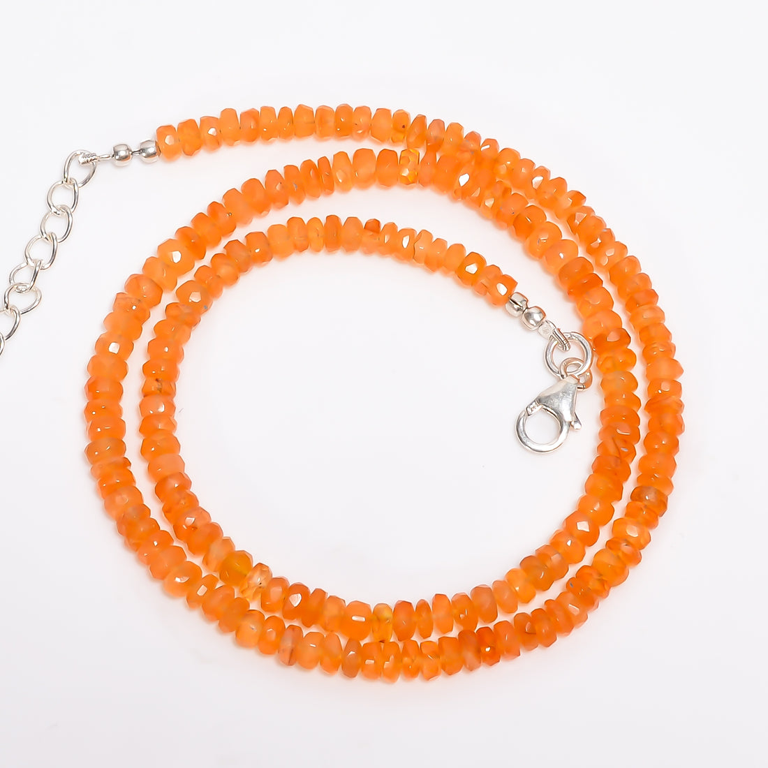 Carnelian Natural Gemstone Rondelle Shape Faceted Necklace 17-19" Beads 3X3 4X4 mm, 70.5 Ct. YN-416