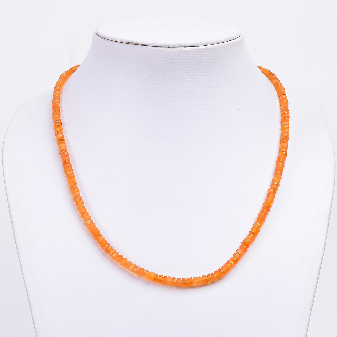 Carnelian Natural Gemstone Rondelle Shape Faceted Necklace 17-19" Beads 3X3 4X4 mm, 70.5 Ct. YN-416
