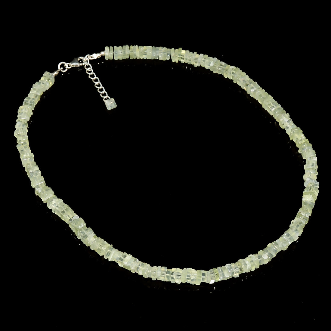 Prehnite Natural Gemstone Square Heishi Shape Smooth Necklace 17-19" Beads 5X5X3 mm, 157 Ct. YN-418