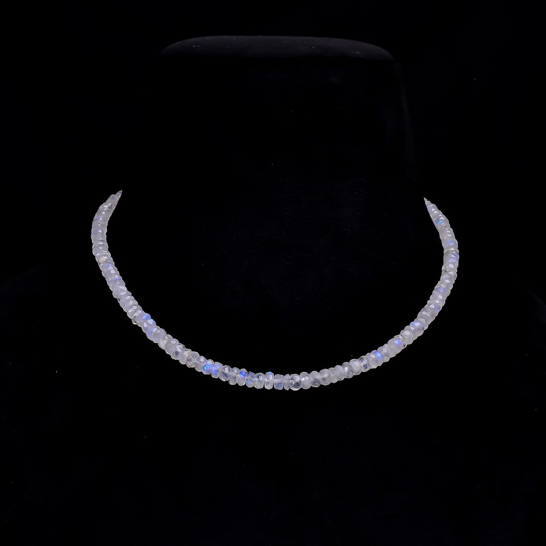 Rainbow Moonstone Natural Gemstone Rondelle Shape Faceted Necklace 17-19" Beads 5X5 6X6 mm, 107 Ct. YN-419