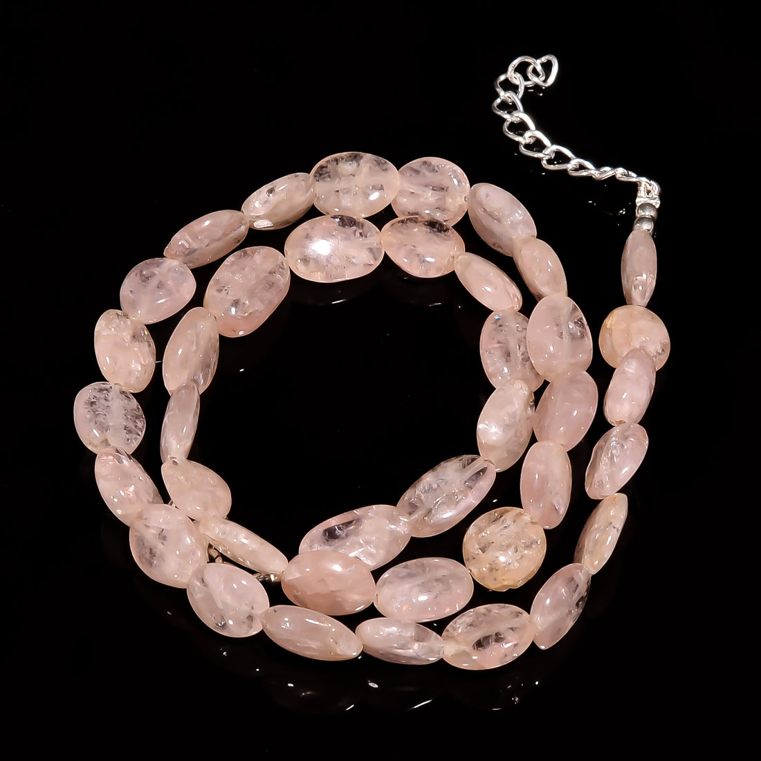 Morganite Natural Gemstone Oval Shape Smooth Necklace 17-19" Beads 10X8 13X8 mm, 122.5 Ct. YN-420