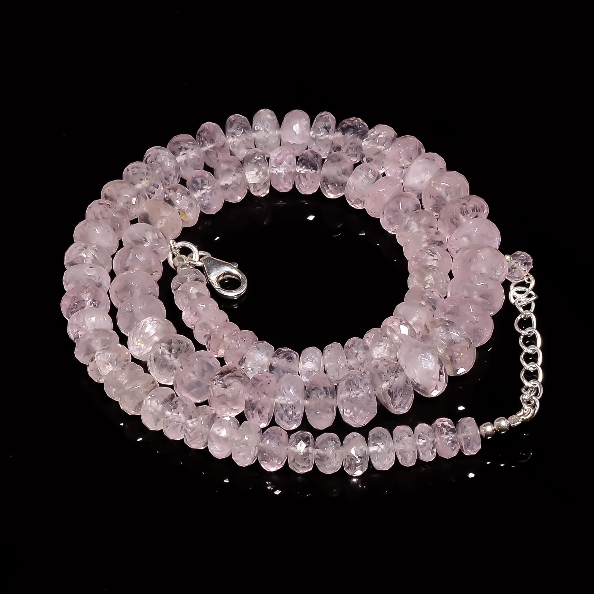 Morganite Natural Gemstone Rondelle Shape Faceted Necklace 17-19" Beads 6X6 11X11 mm, 235.5 Ct. YN-422