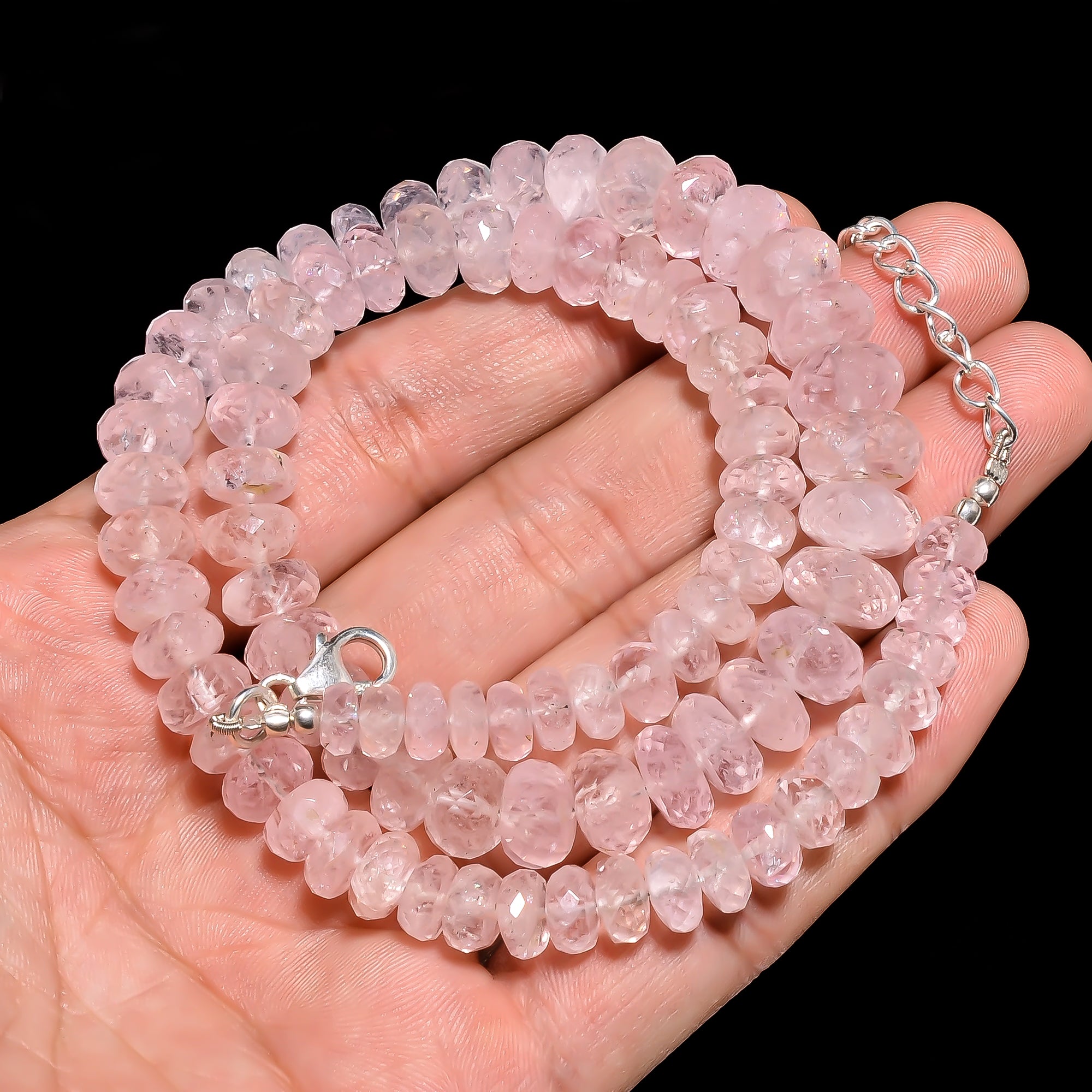Morganite Natural Gemstone Rondelle Shape Faceted Necklace 17-19" Beads 6X6 11X11 mm, 235.5 Ct. YN-422