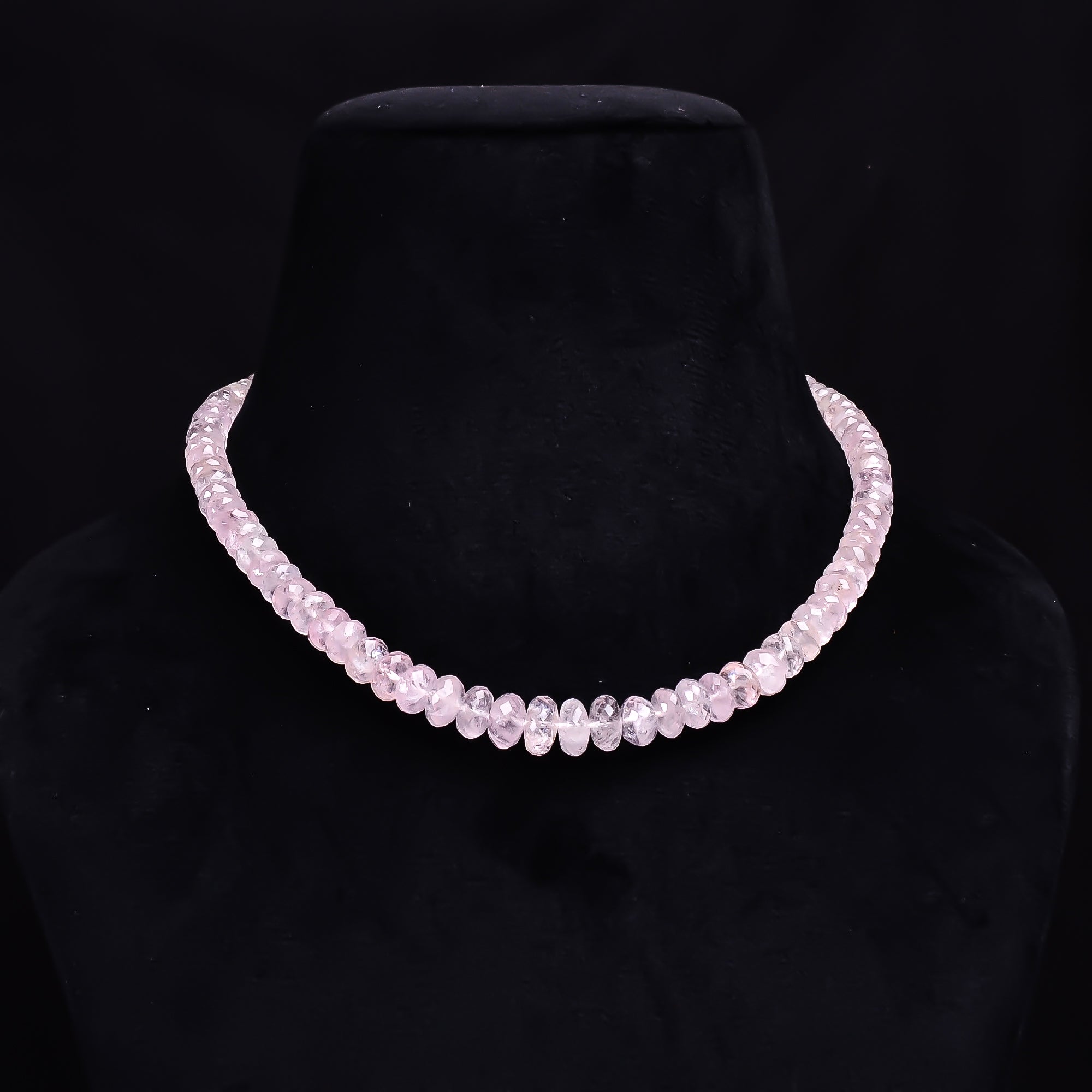 Morganite Natural Gemstone Rondelle Shape Faceted Necklace 17-19" Beads 6X6 11X11 mm, 235.5 Ct. YN-422