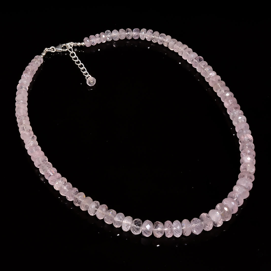 Morganite Natural Gemstone Rondelle Shape Faceted Necklace 17-19" Beads 6X6 11X11 mm, 235.5 Ct. YN-422