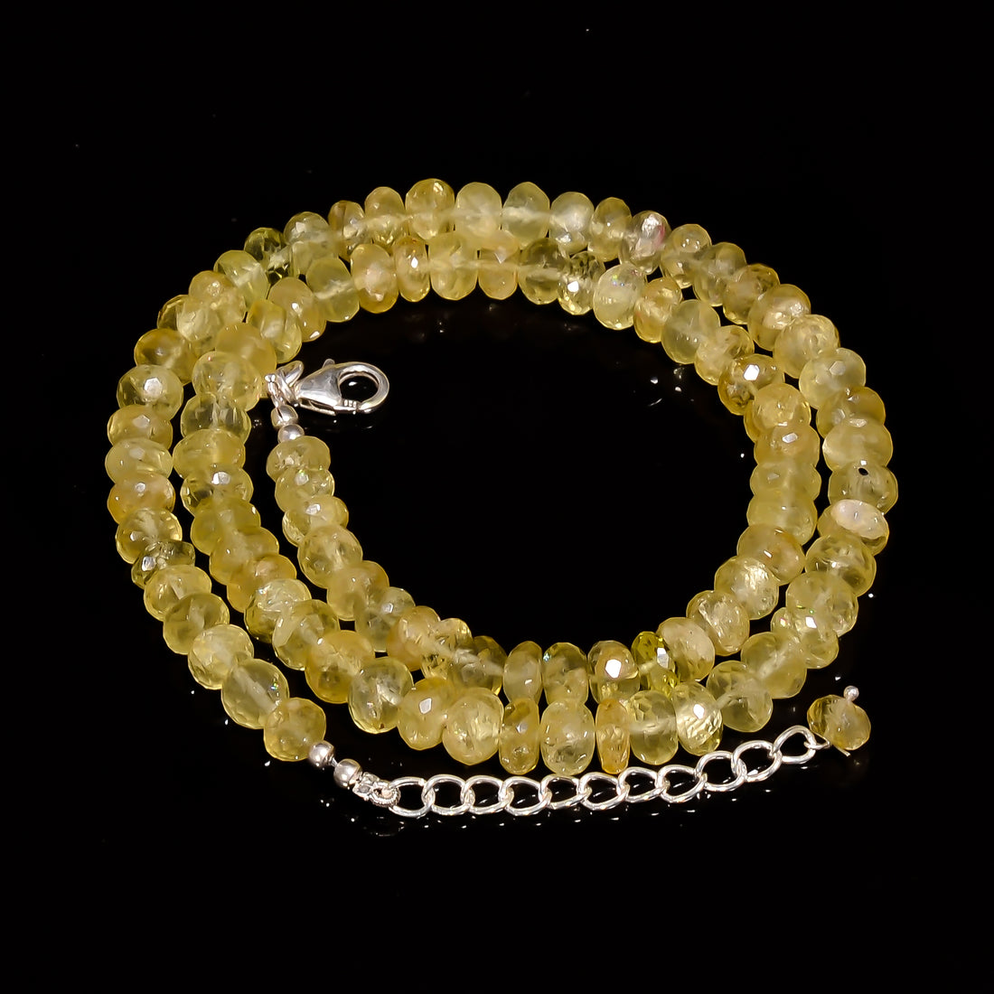Heliodor Natural Gemstone Rondelle Shape Faceted Necklace 17-19" Beads 6X6 8X8 mm, 154.5 Ct. YN-425