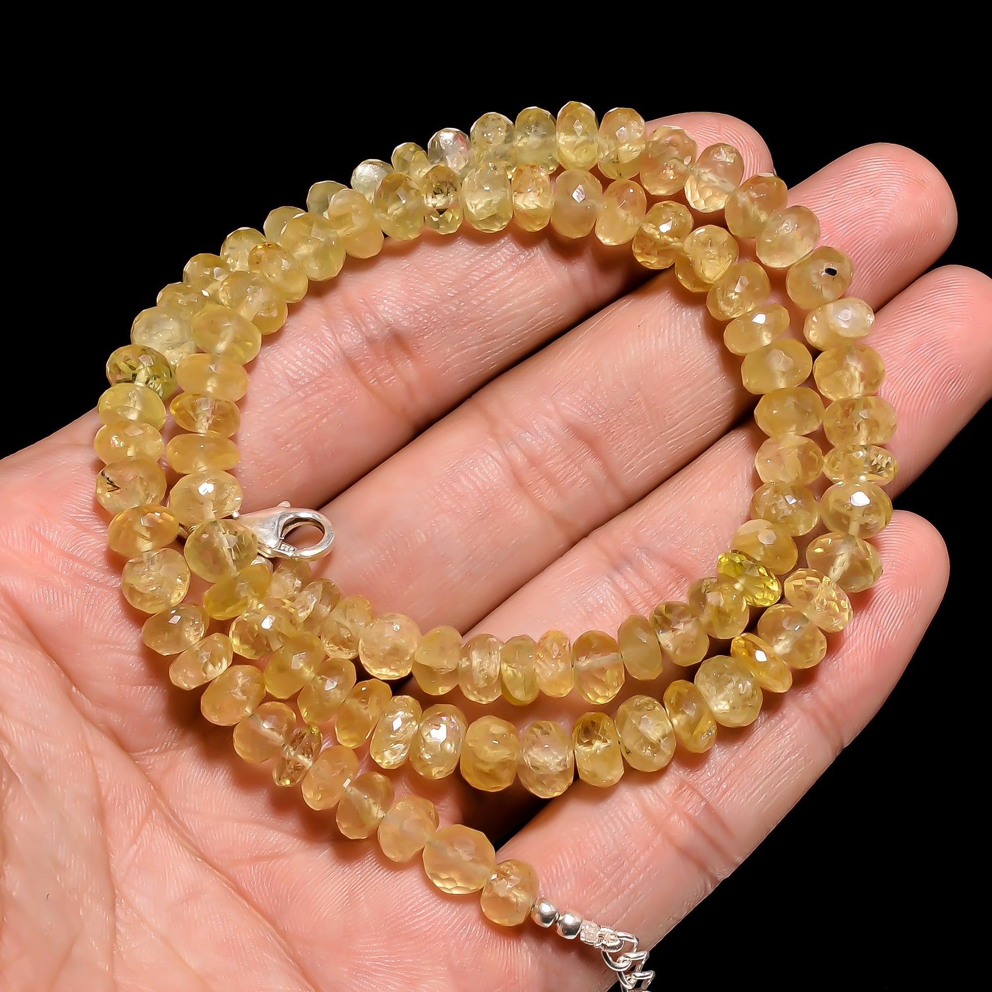 Heliodor Natural Gemstone Rondelle Shape Faceted Necklace 17-19" Beads 6X6 8X8 mm, 154.5 Ct. YN-425