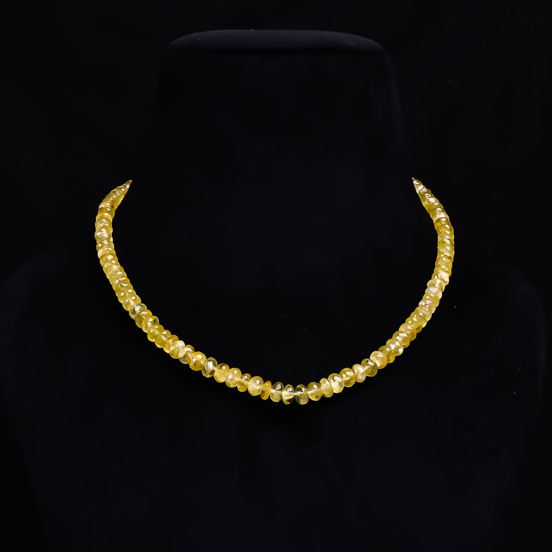 Heliodor Natural Gemstone Rondelle Shape Faceted Necklace 17-19" Beads 6X6 8X8 mm, 154.5 Ct. YN-425