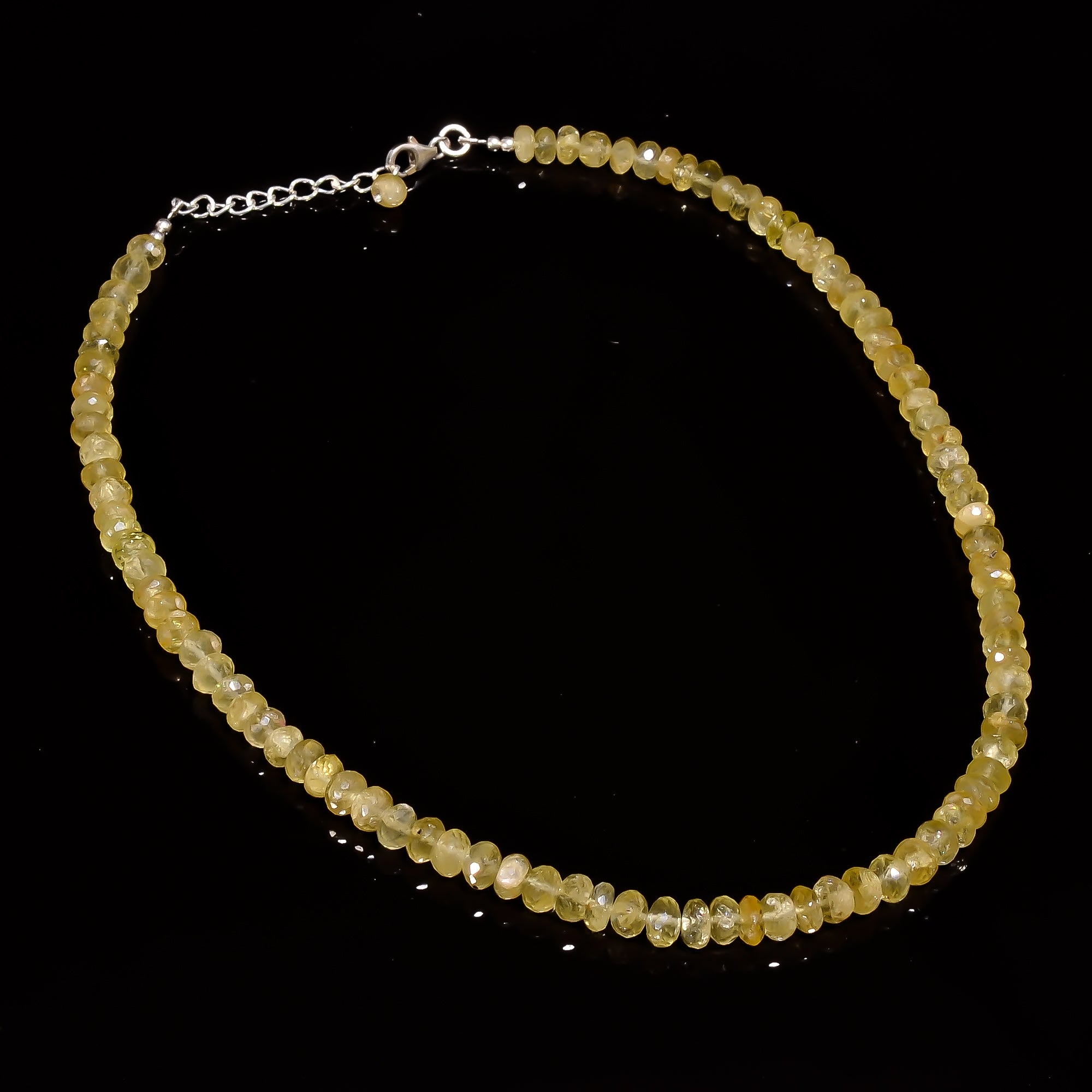 Heliodor Natural Gemstone Rondelle Shape Faceted Necklace 17-19" Beads 6X6 8X8 mm, 154.5 Ct. YN-425
