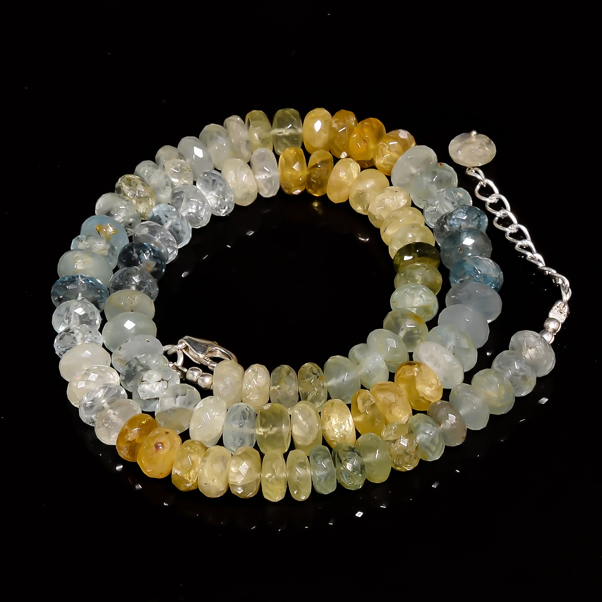 Heliodor Natural Gemstone Rondelle Shape Faceted Necklace 17-19" Beads 7X7 9X9 mm, 230 Ct. YN-426