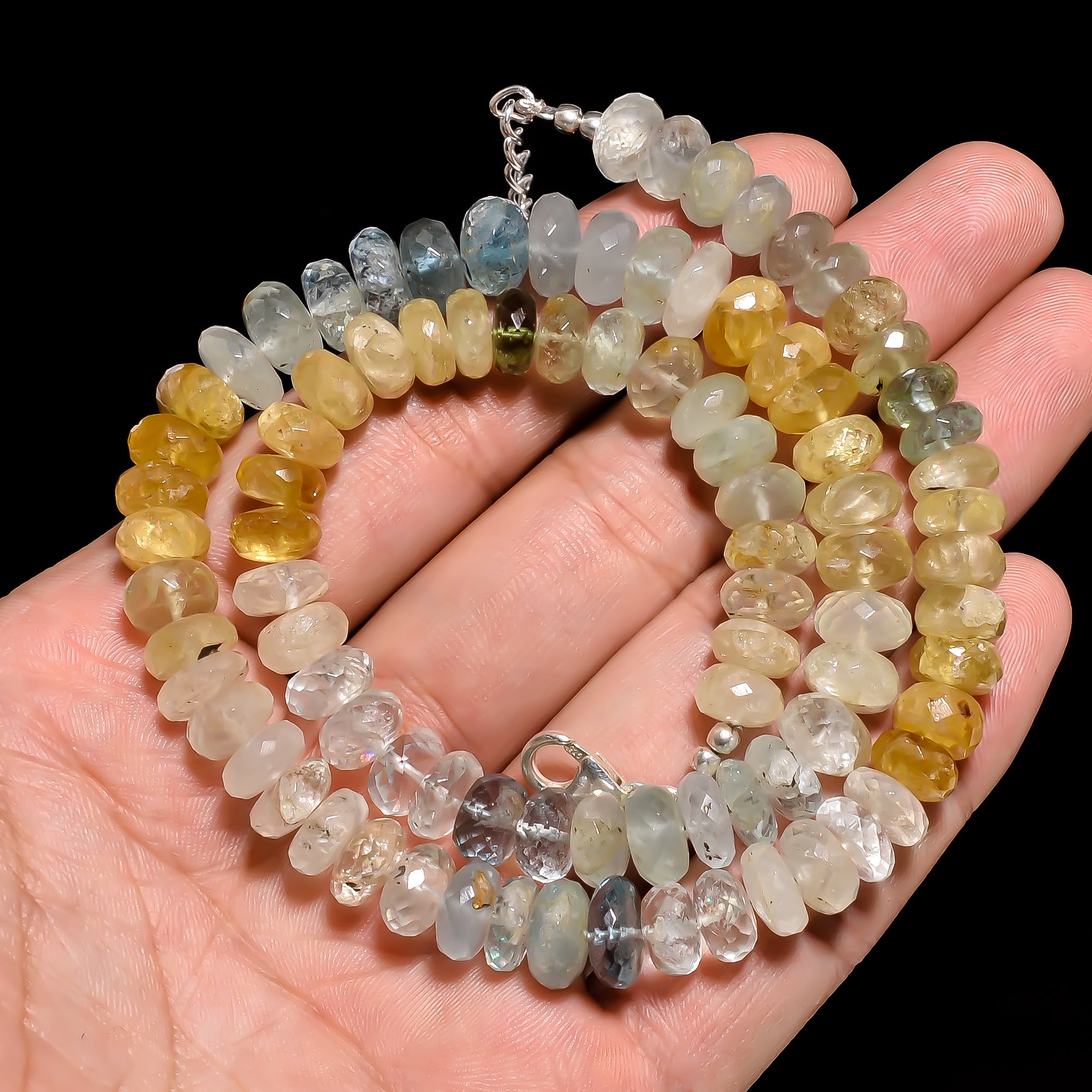 Heliodor Natural Gemstone Rondelle Shape Faceted Necklace 17-19" Beads 7X7 9X9 mm, 230 Ct. YN-426