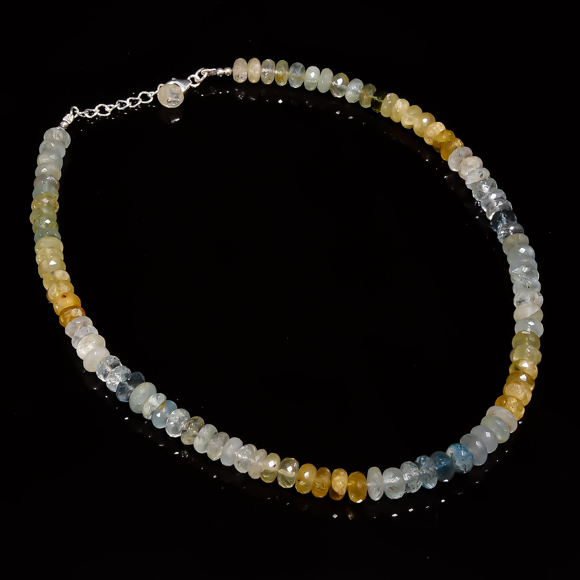 Heliodor Natural Gemstone Rondelle Shape Faceted Necklace 17-19" Beads 7X7 9X9 mm, 230 Ct. YN-426