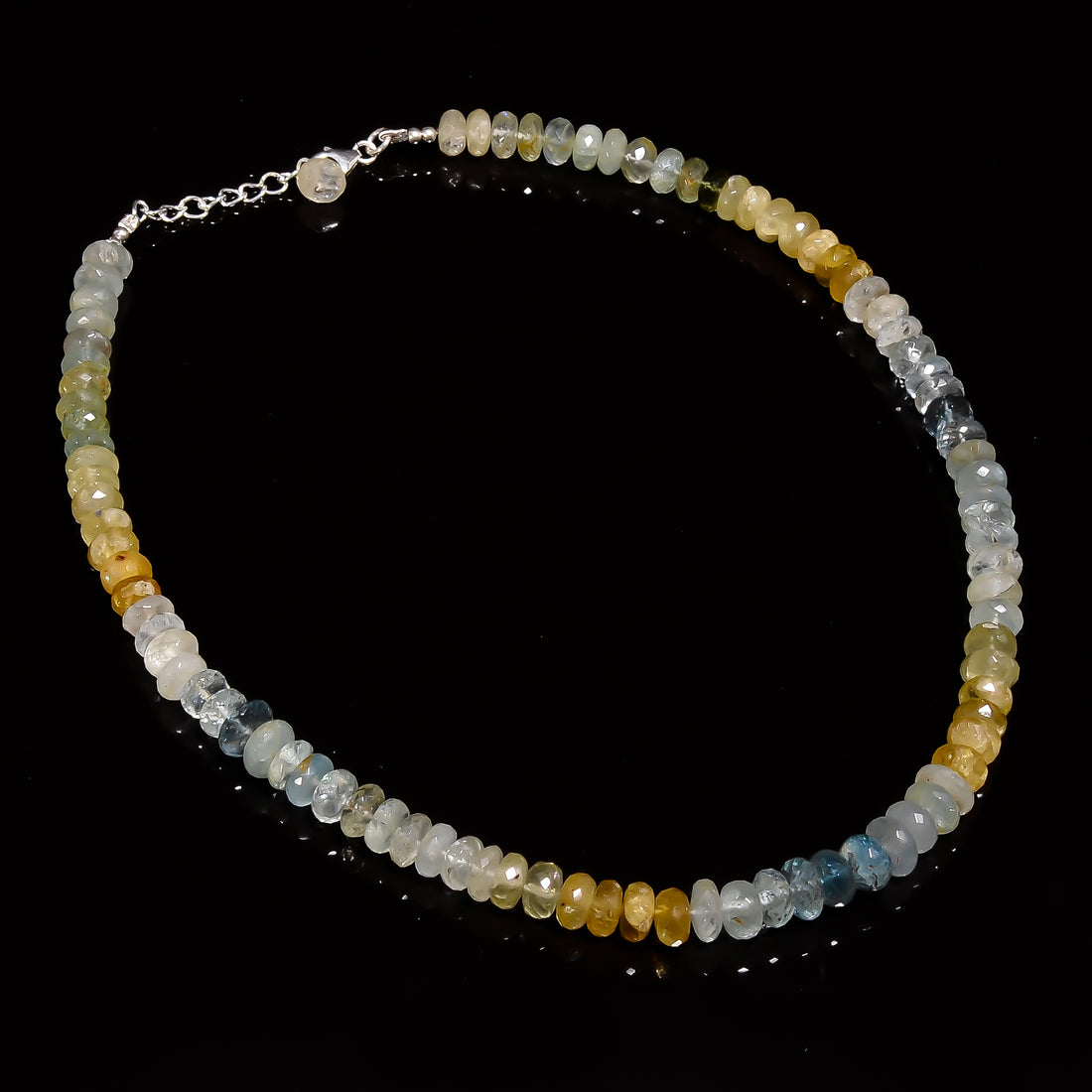 Heliodor Natural Gemstone Rondelle Shape Faceted Necklace 17-19" Beads 7X7 9X9 mm, 230 Ct. YN-426