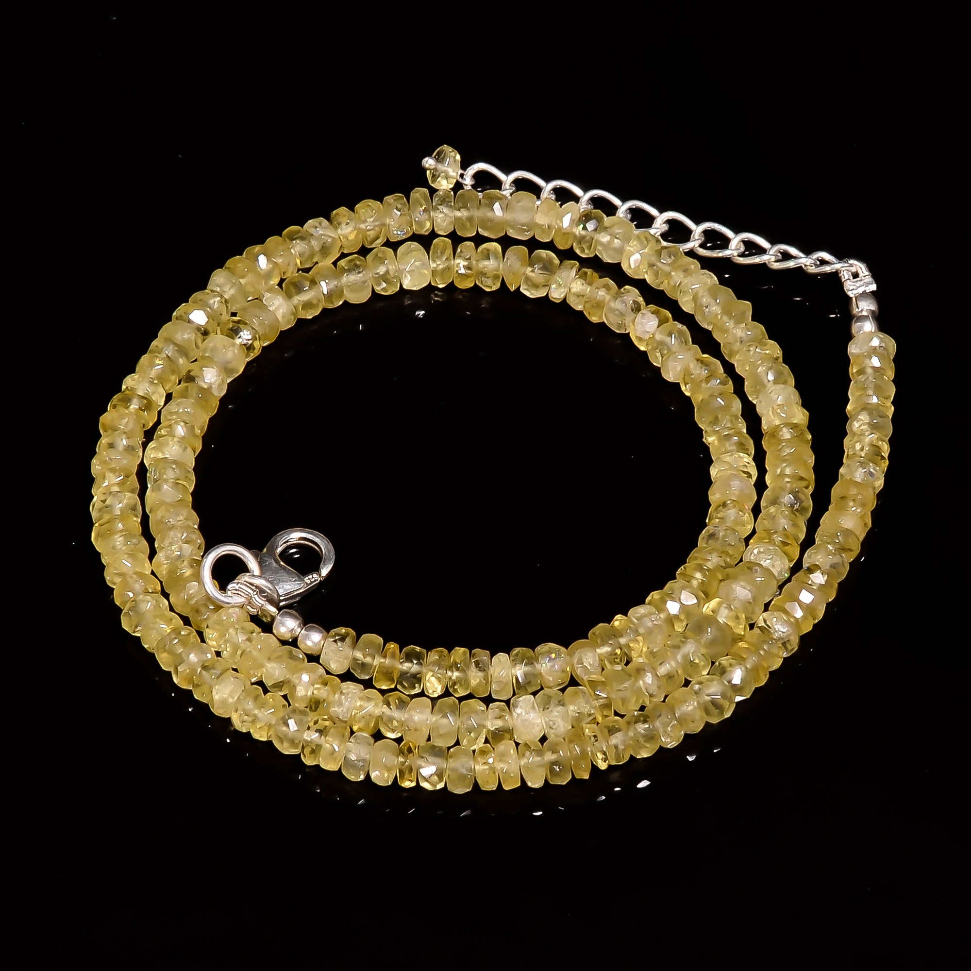 Heliodor Natural Gemstone Rondelle Shape Faceted Necklace 17-19" Beads 4X4X3 mm, 68 Ct. YN-427