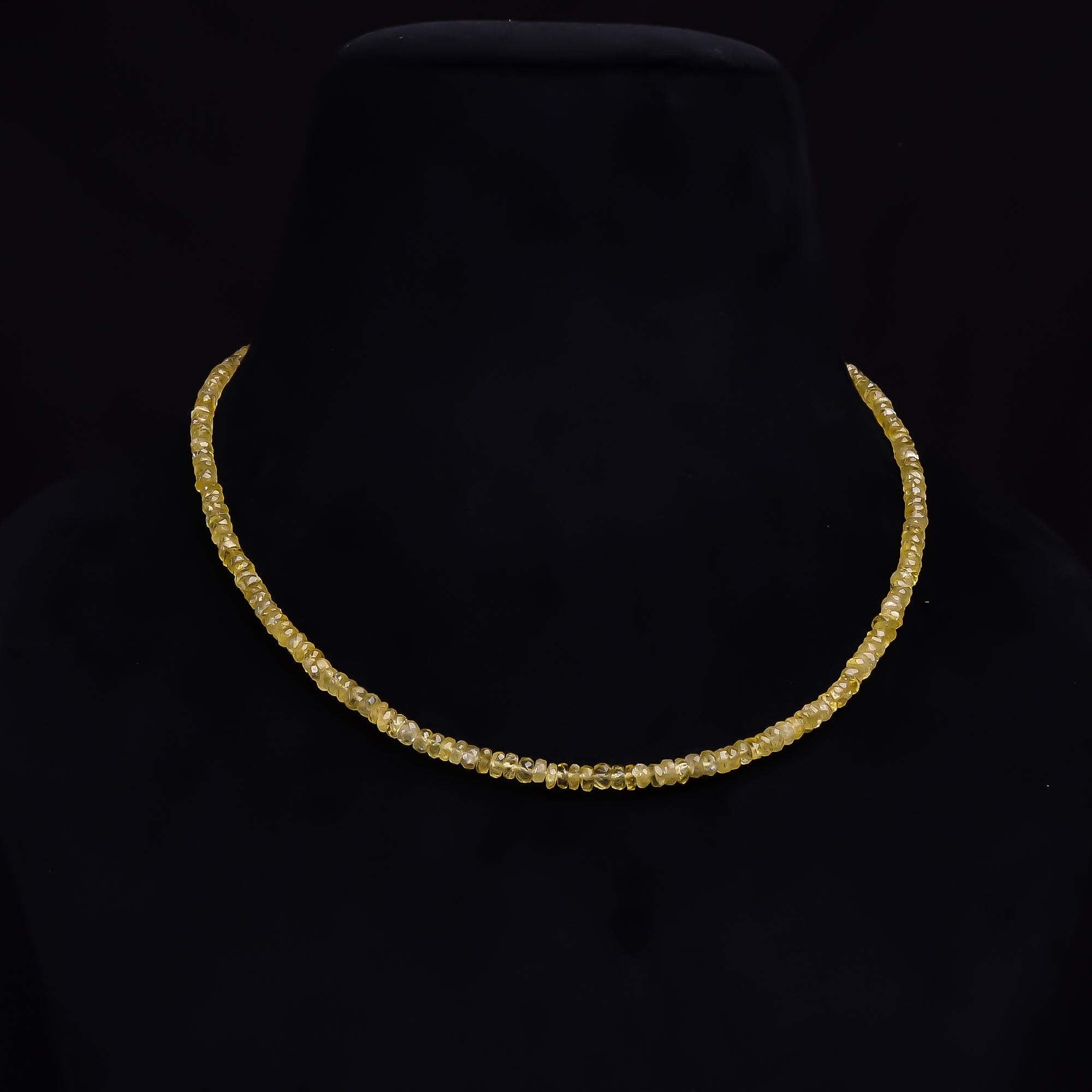 Heliodor Natural Gemstone Rondelle Shape Faceted Necklace 17-19" Beads 4X4X3 mm, 68 Ct. YN-427