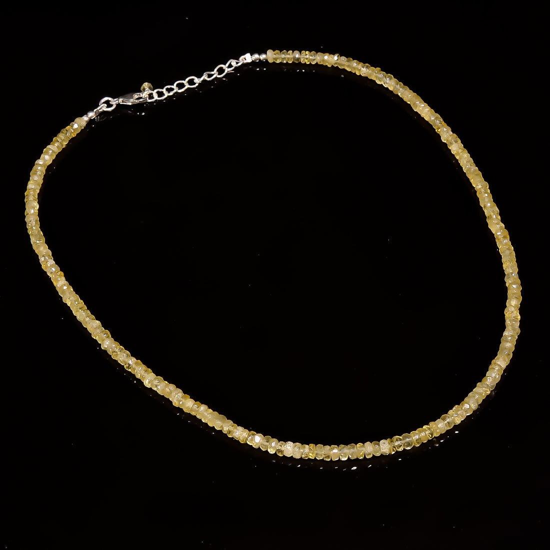 Heliodor Natural Gemstone Rondelle Shape Faceted Necklace 17-19" Beads 4X4X3 mm, 68 Ct. YN-427