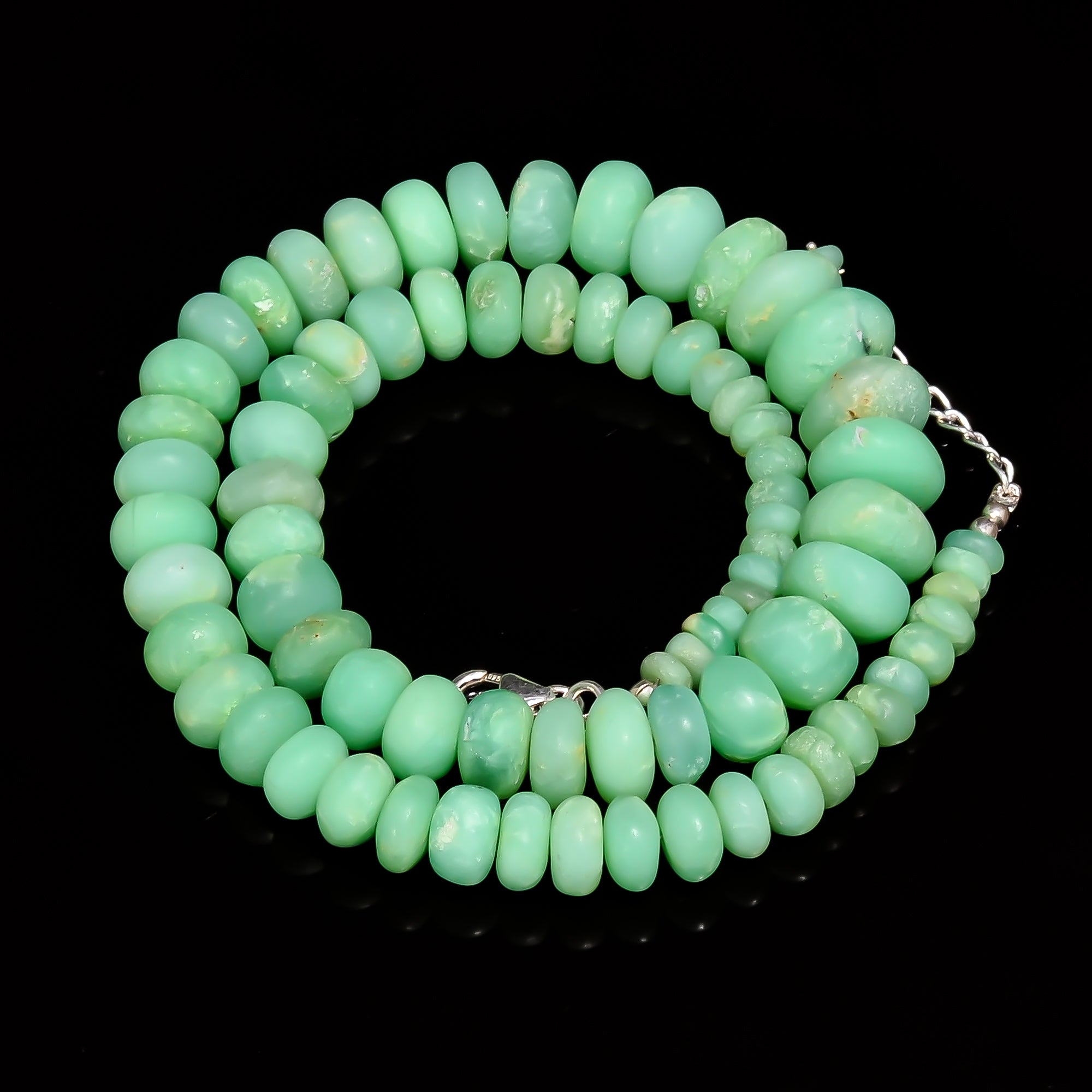Chrysoprase Natural Gemstone Rondelle Shape Smooth Necklace 17-19" Beads 5X5 14X14 mm, 295 Ct. YN-428