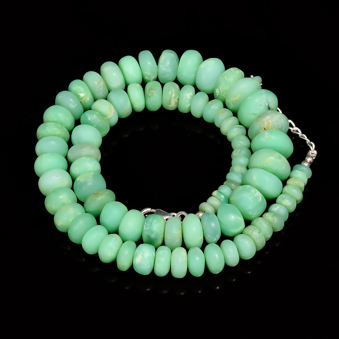 Chrysoprase Natural Gemstone Rondelle Shape Smooth Necklace 17-19" Beads 5X5 14X14 mm, 295 Ct. YN-428