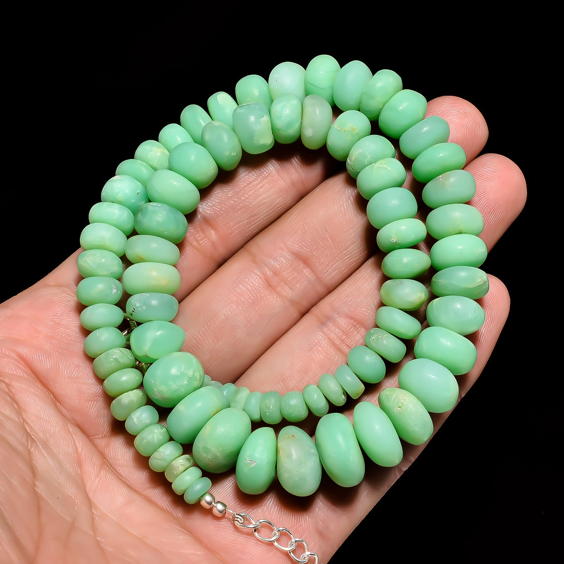 Chrysoprase Natural Gemstone Rondelle Shape Smooth Necklace 17-19" Beads 5X5 14X14 mm, 295 Ct. YN-428