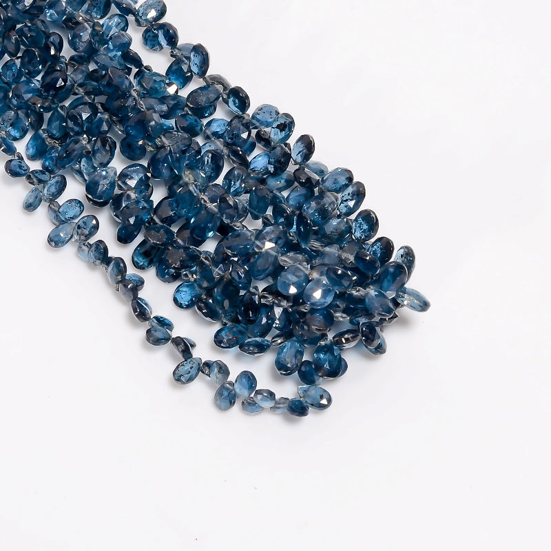 Teal Kyanite Natural Gemstone Pear Shape Faceted 4 Lines