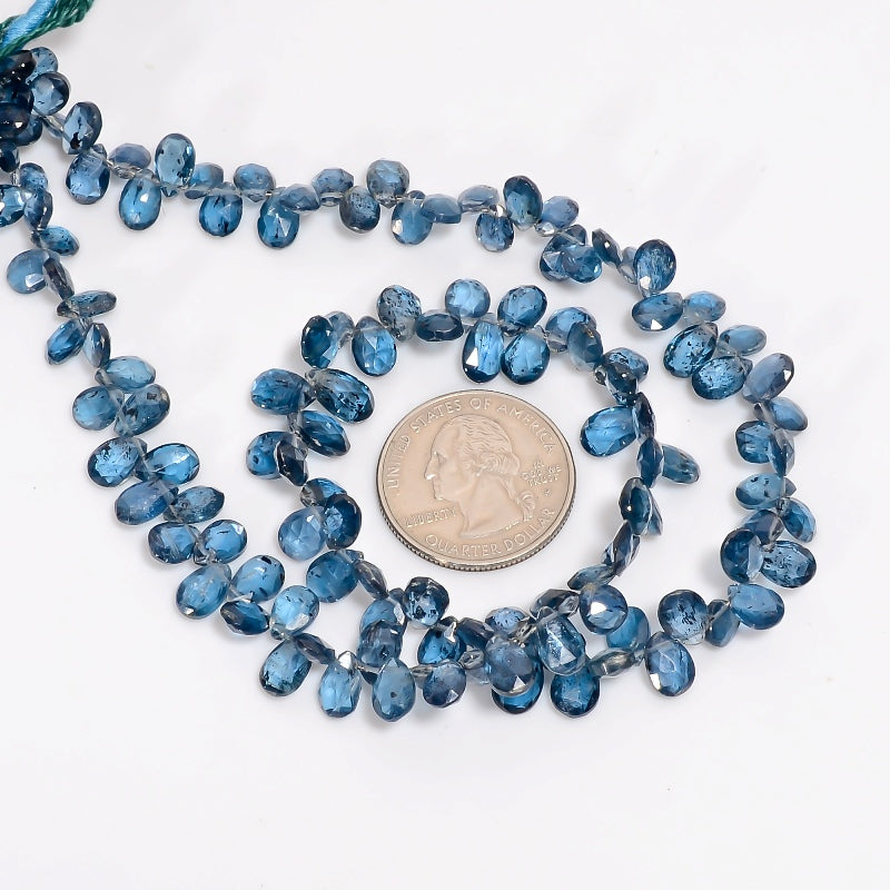 Teal Kyanite Natural Gemstone Pear Shape Faceted 4 Lines