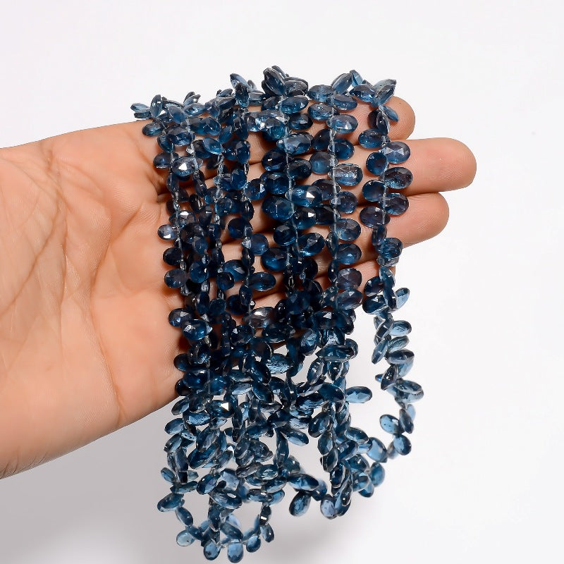 Teal Kyanite Natural Gemstone Pear Shape Faceted 4 Lines