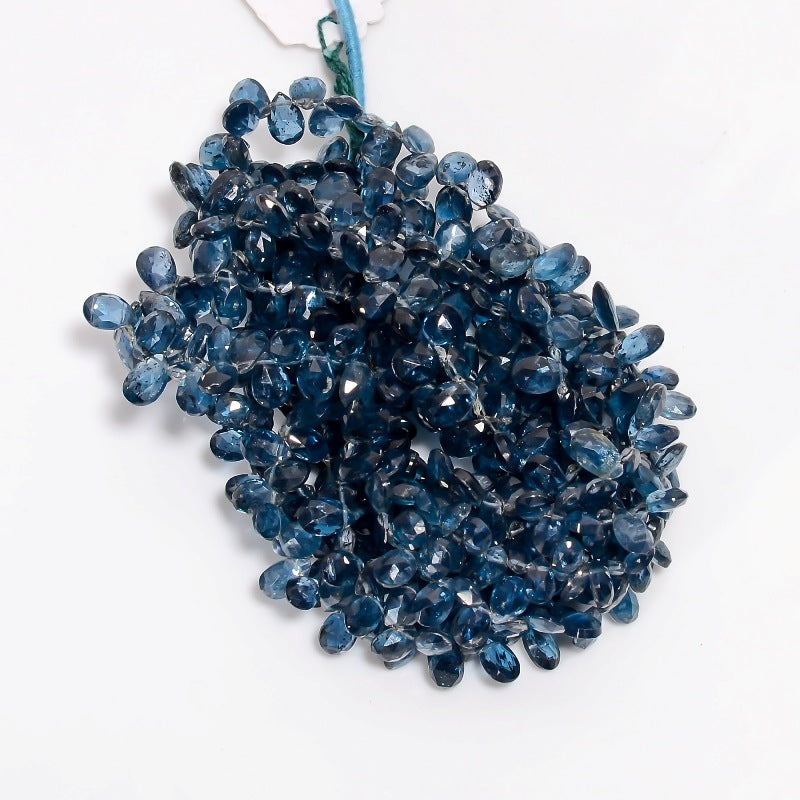 Teal Kyanite Natural Gemstone Pear Shape Faceted 4 Lines