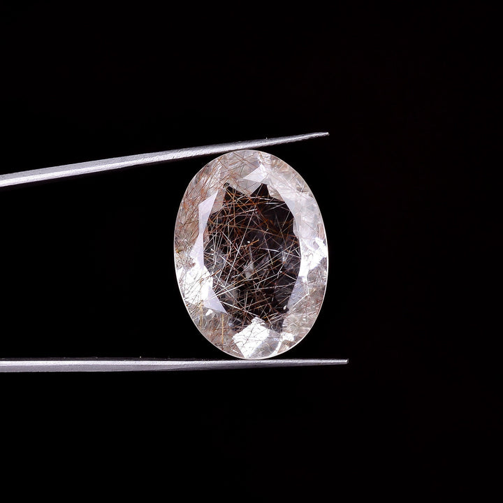 rutile quartz oval shape cut stone loose gemstone